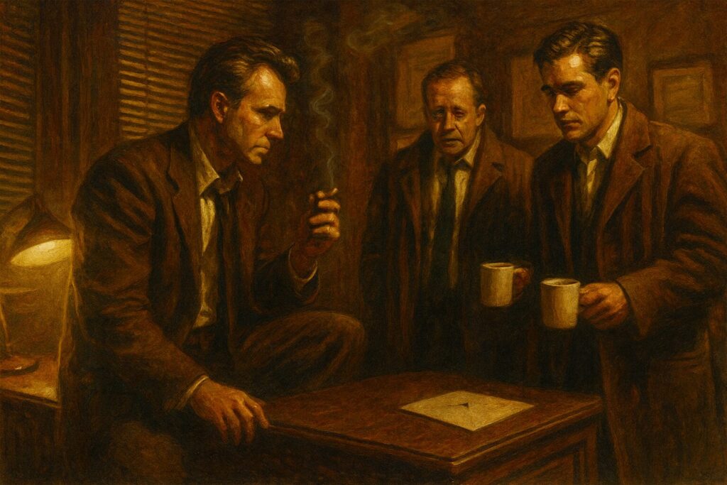 Noir Office Intrigue at Night